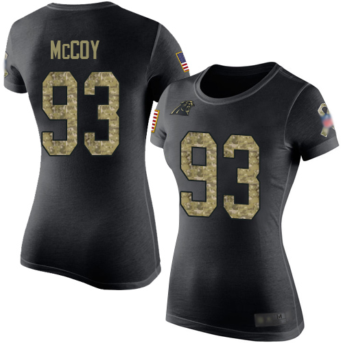 Carolina Panthers Black Camo Women Gerald McCoy Salute to Service NFL Football #93 T Shirt